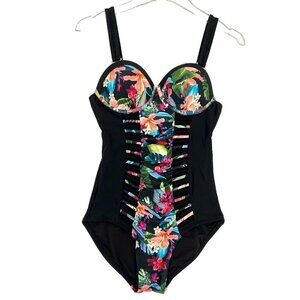 Swimsuits for All 1 Piece Ruched Swimsuit Size 6 Underwire Tummy Control Floral‎